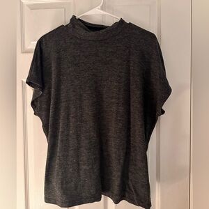 Gray Short Sleeve Mock Neck Top